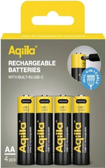 Actual product image Aqiila - USB-C Rechargeable Battery - Size AA - 2000 mAh - 4 pack (4 pcs., AA, 2000 mAh)