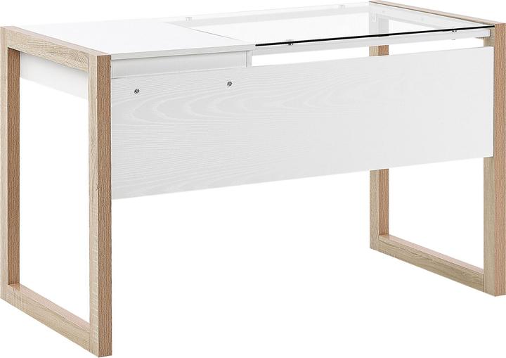 Image du produit Beliani Bureau blanc / bois clair 120 x 60 cm JENKS (120 x 60 x 75 cm)