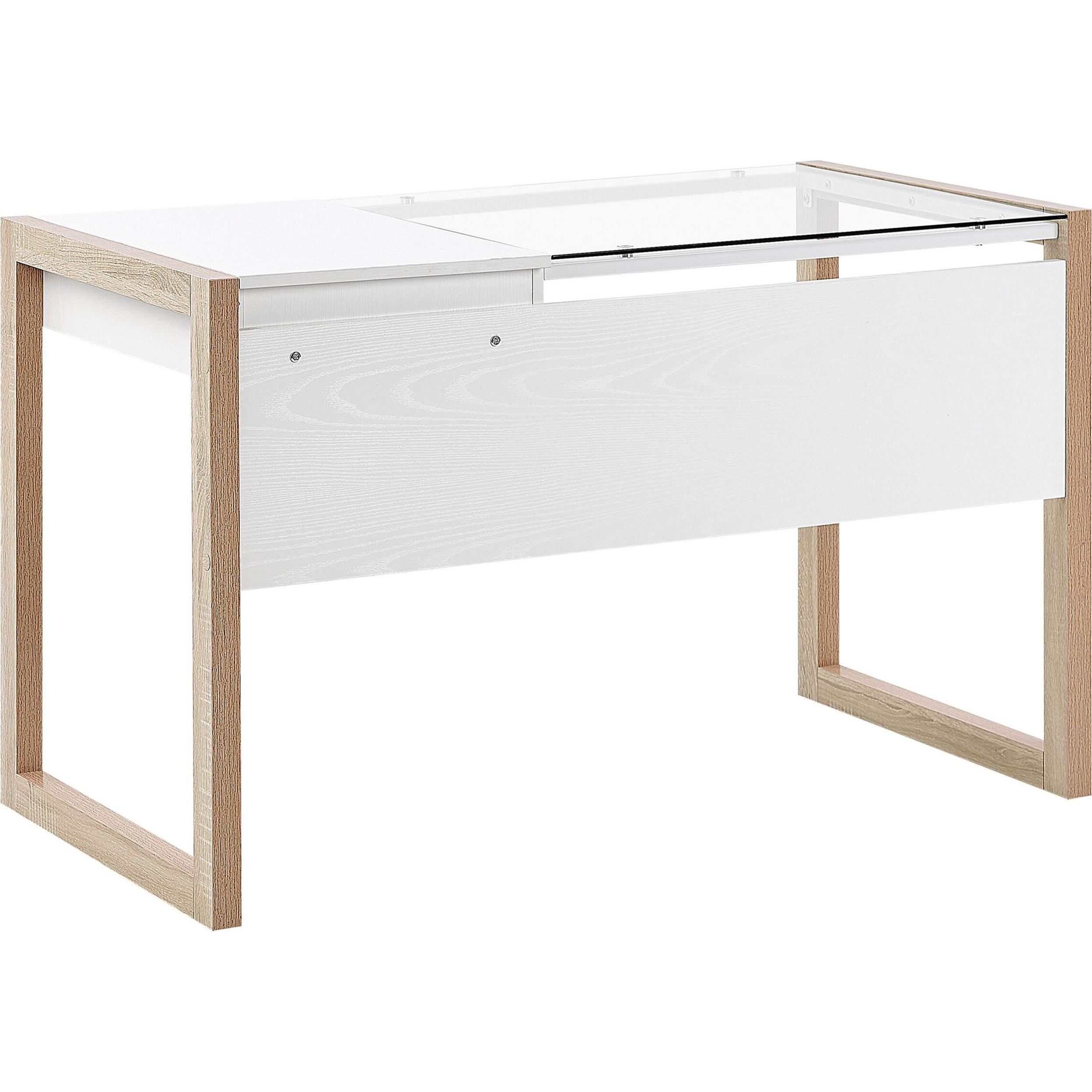 Beliani, Schreibtisch, Schreibtisch weiss / heller Holzfarbton 120 x 60 cm JENKS