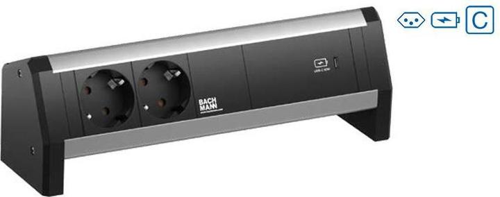 Produktbild Bachmann Tischsteckdosenleiste DESK 1, 2x T13, 1x USB C, 1x Custom (2 x, Typ 13, USB-A, USB-C)