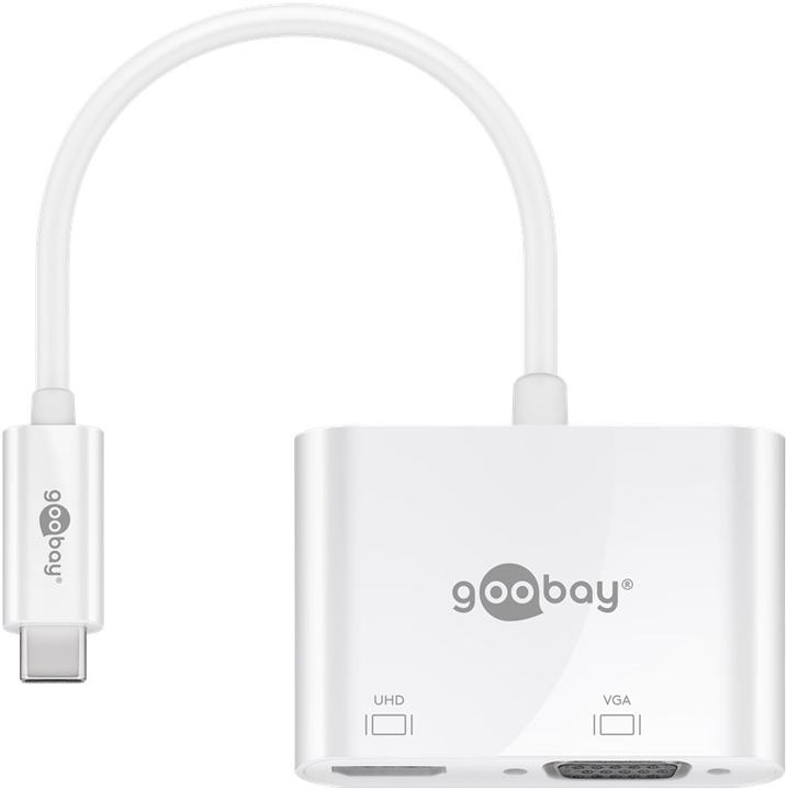 Immagine prodotto Goobay USB-C™ Multiport Adapter HDMI™+VGA, 1 pezzo in sacchetto, bianco (USB-C, 2 Porti)
