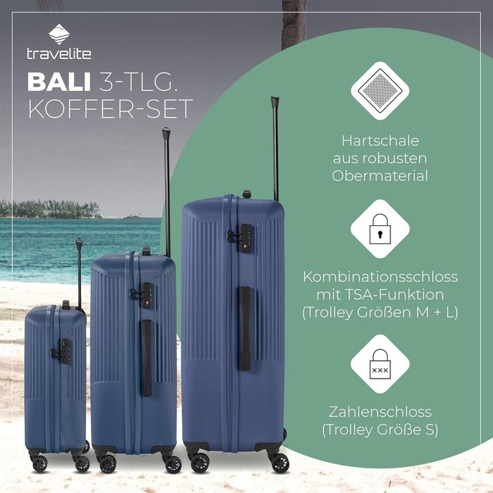 Image du produit Travelite Bali 4 roues ensemble de valises 3 pièces (96 l)