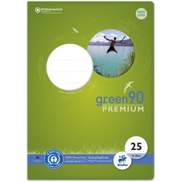 Produktbild Staufen Schulheft green Lineatur 25 liniert DIN A4 Aussenrand, 16 Blatt (A4, Liniert, Weicher Einband)