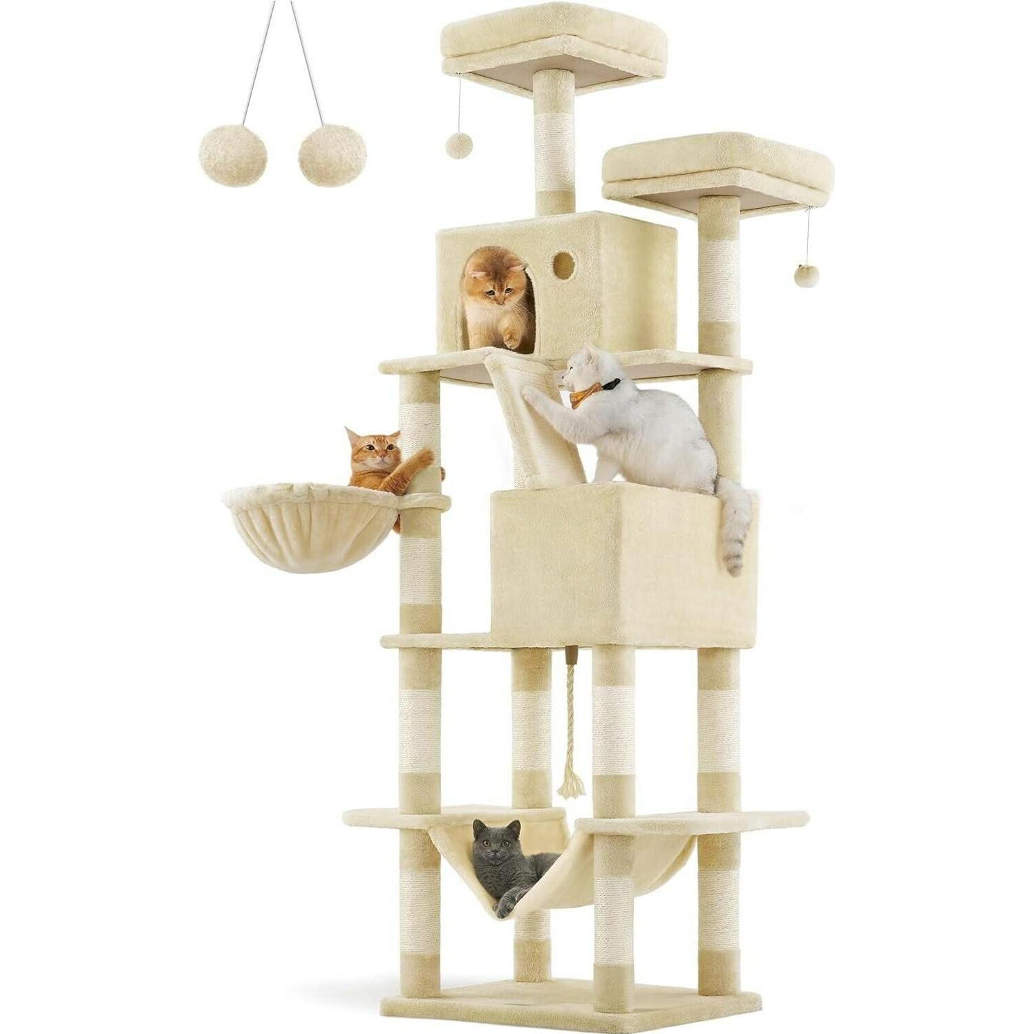 Comparer les prix de Feandrea Arbre à chat (206 cm, Beige, Beige sable), Arbre à chat