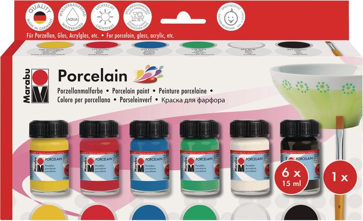 Immagine prodotto Marabu Antipasto di vernice porcellana (Bianco, Giallo, Verde, Rosso, 15000 ml)