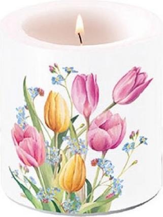 Ambiente Kerze Small "Tulips Bouquet" H 9cm x D 7,5cm