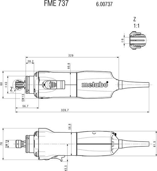 Actual product image Metabo FME 737 (Straight grinder, 430 W)