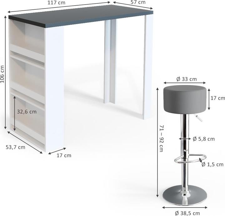 Produktbild Vicco Bartisch-Set (117 x 57 x 106 cm)