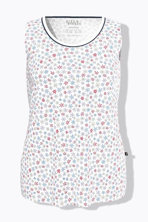 Produktbild Ulla Popken Pyjama-Tops, 2er-Pack, uni/Blüten, Rundhals, ärmellos (50, 52)