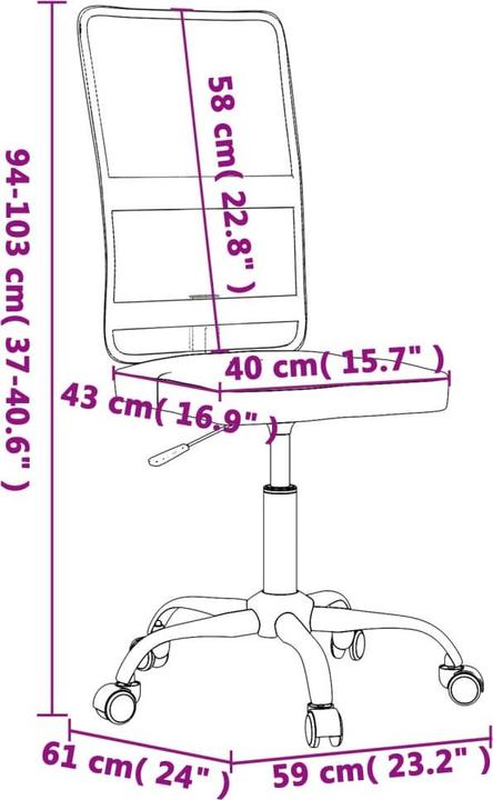 Immagine prodotto vidaXL Bürostuhl mit Liegefunktion (40 - 50 cm)