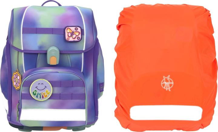 Actual product image Lässig Schulrucksack-Set Boxy, Lila / Grün (21 l)