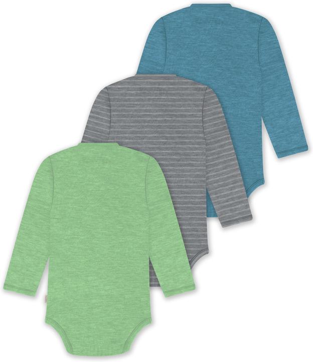 Actual product image Normani Set of 3 baby body wrap long sleeve toddler bodysuit made from merino wool - 9357 (80)