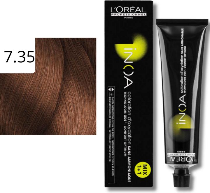Image du produit L'Oréal Professionnel INOA 7,35 Blond moyen Or Magahgoni (7,35 blonde moyenne blonde or acajou acajou)