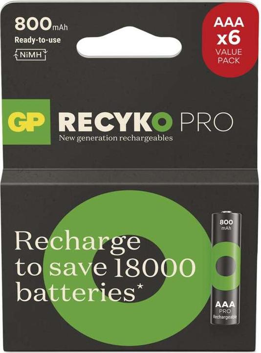 Produktbild GP Batteries GP Nab??jec?? bat. ReCyko Pro AAA (HR03) - 6ks (6 Stk., 800 mAh)