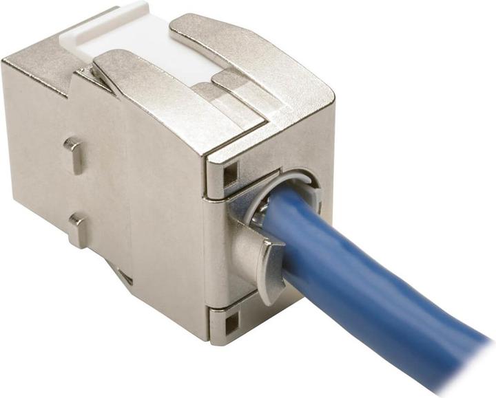 Produktbild Eaton TRIPPLITE Toolless Shielded Cat6a Keystone Jack PoE/PoE+ Compliant Shuttered - Silver TAA (Keystone Modul)