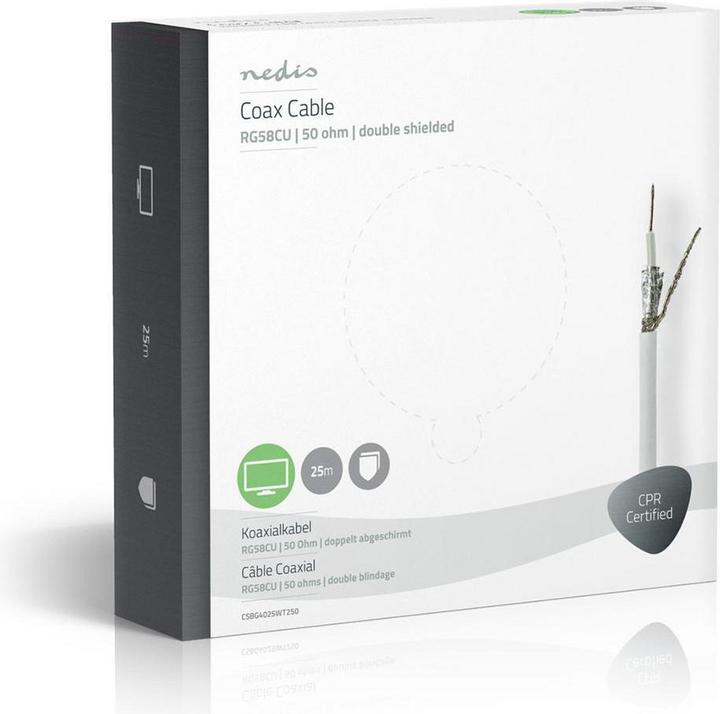 Actual product image Nedis Coaxial cable - RG58CU - 25.0 m - Gift box - Roll - White (Antenna cable)