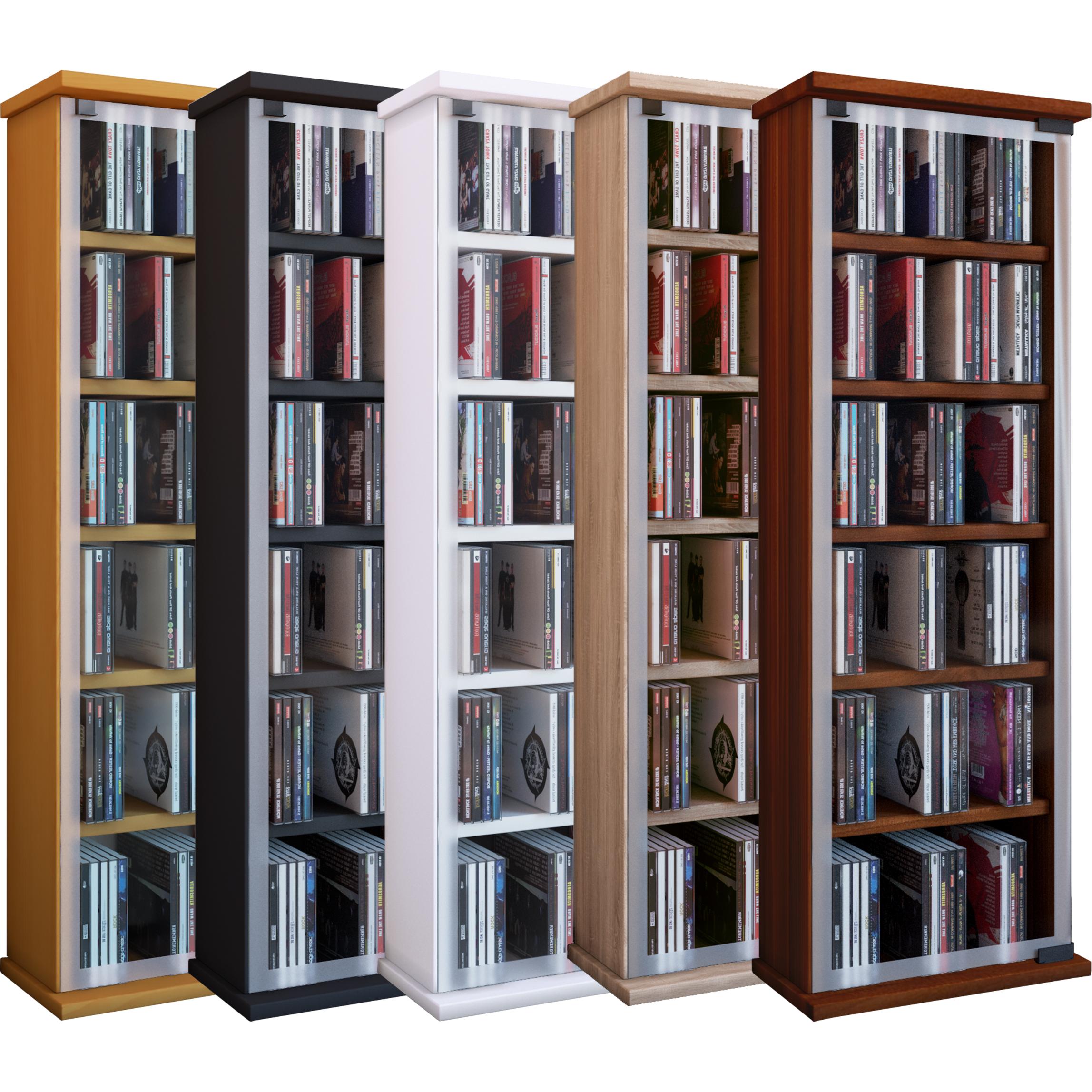 VCM, Regal, Holz CD DVD Stand Regal Classic mit Glastür (31 x 18 cm)