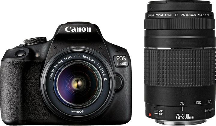 Produktbild Canon EOS 2000D Kit EF-S 18-55 mm III + EF 75-300 mm III (18 - 55 mm, 24.10 Mpx, APS-C / DX)