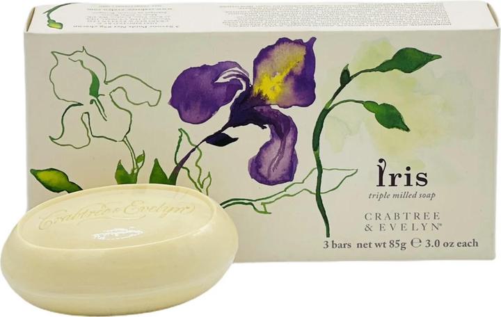 Actual product image Floris Crabtree & Evelyn Iris Triple Milled Soap Bars 3 oz - Set of 3 Discontinued (Liquid soap)