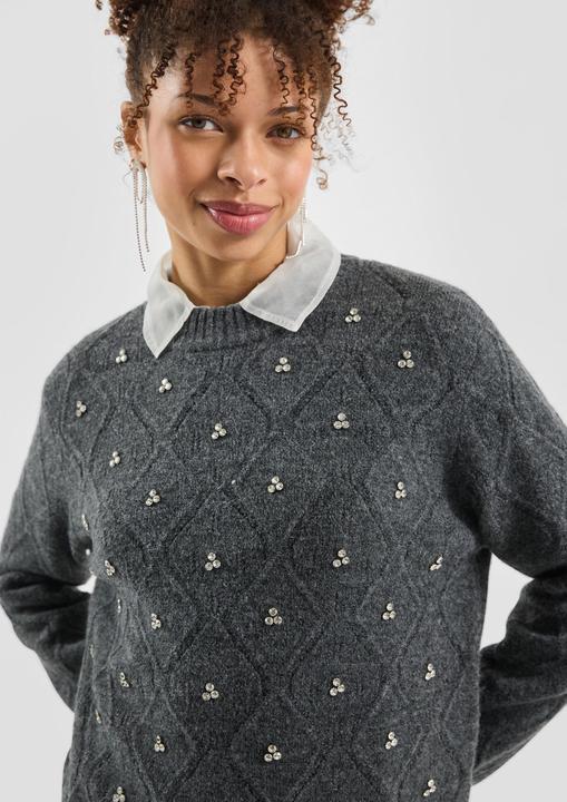 Produktbild s.Oliver Strickpullover Pullover mit Glitzersteinen (XXL)