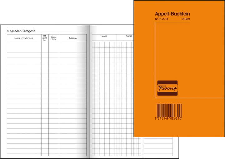 Produktbild Favorit Appell-Büchlein (18 x)