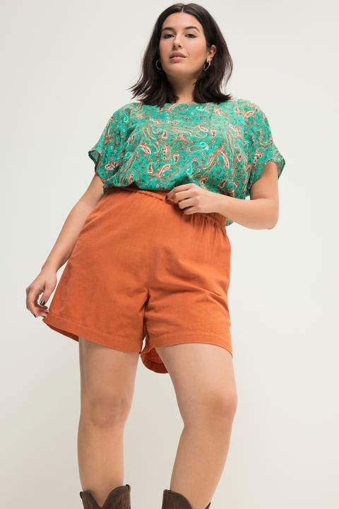 Immagine prodotto Studio Untold Shorts a vita alta in misto lino con taglio della gamba ampio e cintura elastica (56)