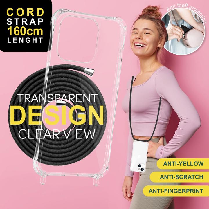 Actual product image Nalia Clear cover with chain to hang around