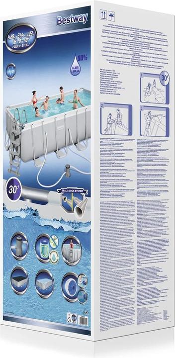 Actual product image Bestway Power Steel 56670 above ground pool Framed pool Rectangular 11532 L White (488 x 244 x 122 cm)