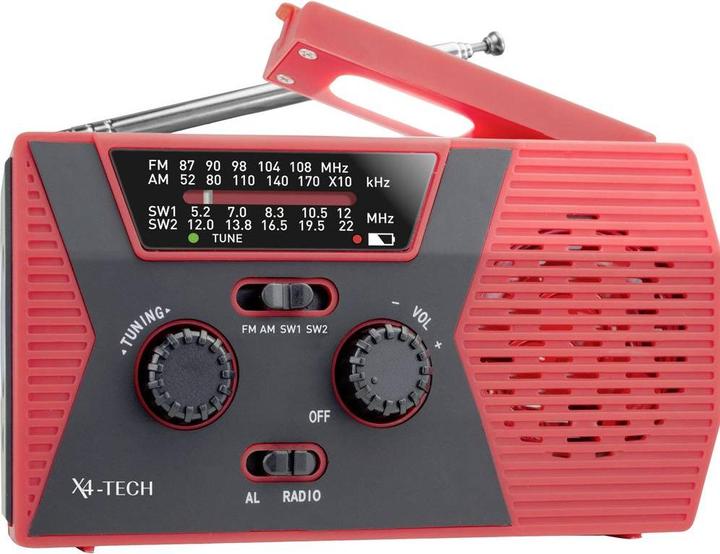 Produktbild X4 Tech Notfallradio FM, AM, KW Akku-Ladefunktion, Handkurbel, Solarpanel, Taschenlampe, wiederaufl (FM, AM, KW)