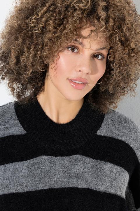 Produktbild Ulla Popken Pullover, Streifen, Stehkragen, Langarm, kuschelweich (54, 56)