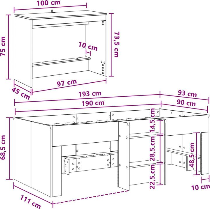Produktbild vidaXL Bettrahmen (90 x 190 cm)