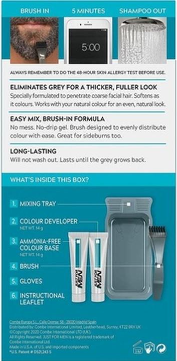 Just For Men Brush-In Color Gel Formula for Mustache and Beard Medium Brown 28g