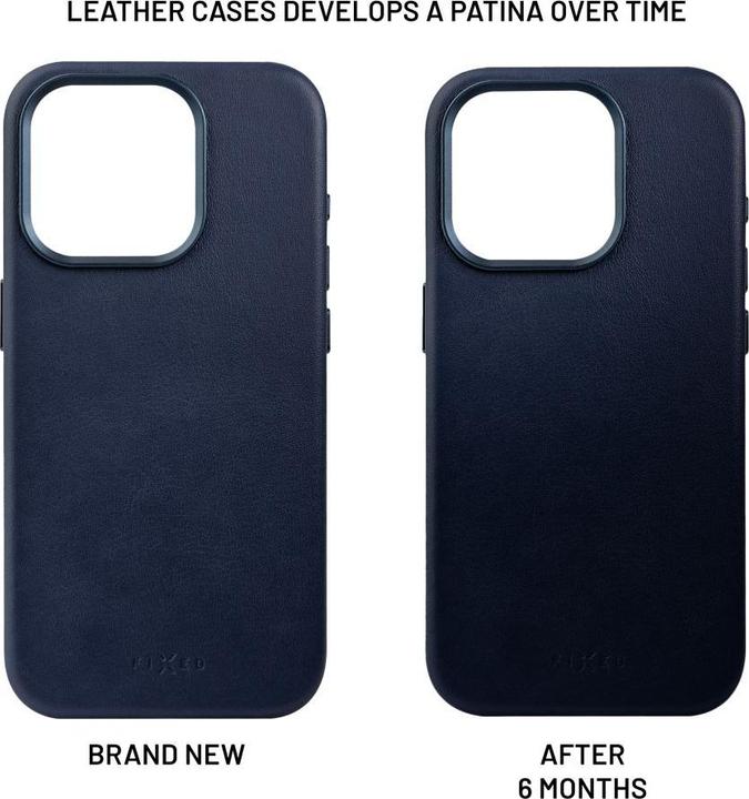 Produktbild Fixed Fixiertes MagLeather | Rückseite | Apfel | iPhone 16 Plus | Leder | Blau (Apple iPhone 16 Plus)