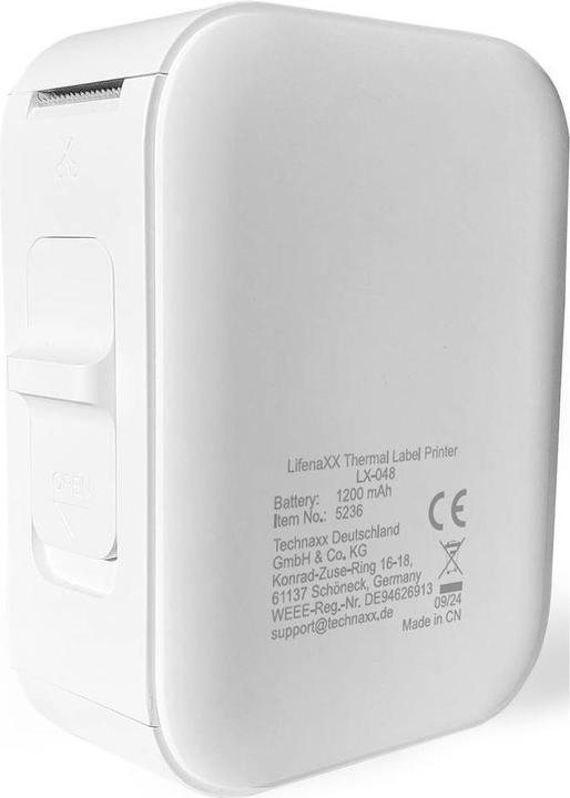 Produktbild Technaxx Mobiler Akku-Thermo-Etikettendrucker, App, 12 mm