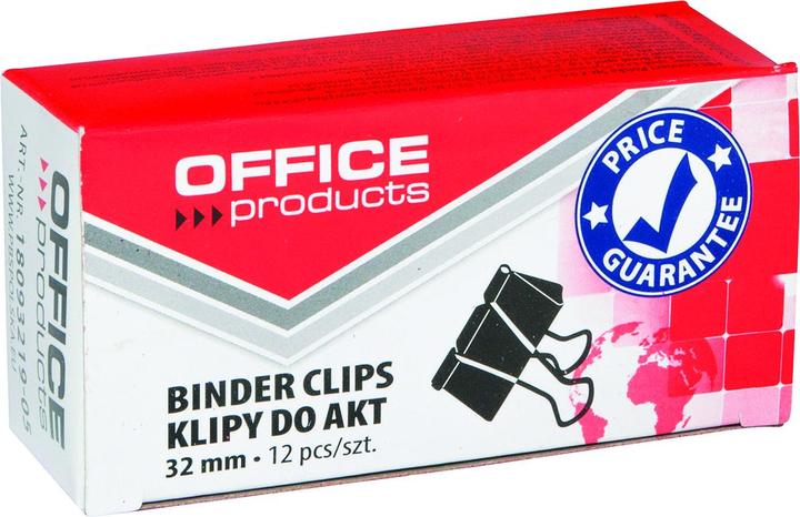 Produktbild Office Products Papierklammern mit federverschluss, 32mm, 12 stück, schwarz (12 x)