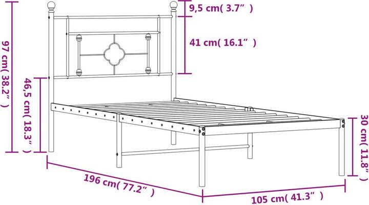 Image du produit vidaXL Bettgestell (107 x 203 cm)