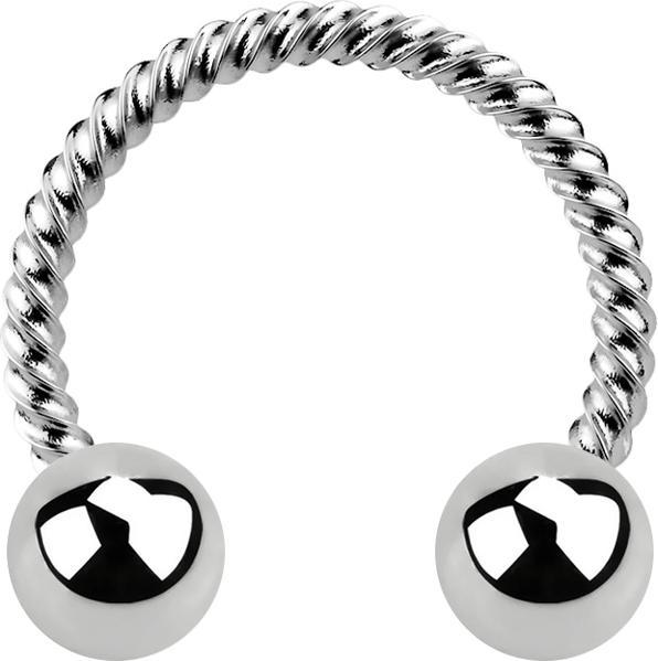 Image du produit Star Piercing Micro Circular Barbell argent tressé avec deux boules (sans laiton, Acier chirurgical 316L)