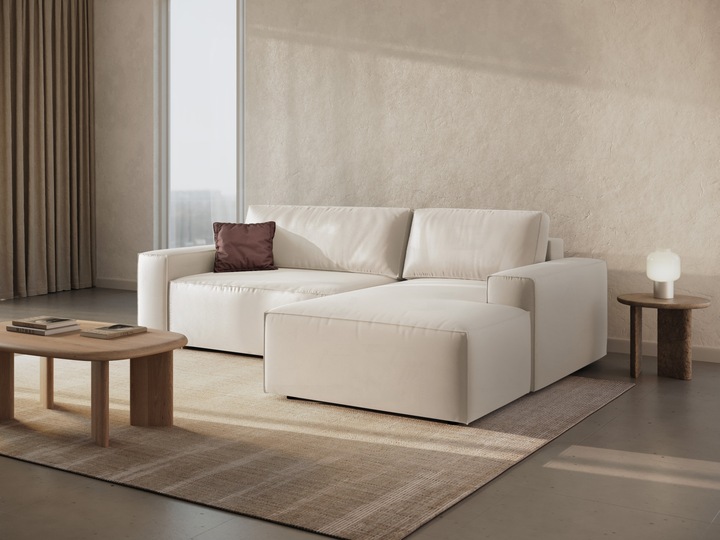 Actual product image Micadoni Velvet Right Corner Sofa With Bed Function And Box, "Jodie", 3 Seats, 246x151x86 Made in Europe (Corner sofa)