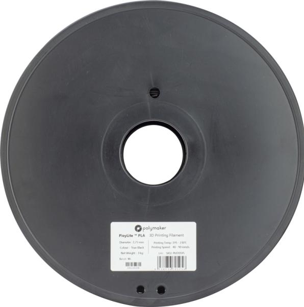 Produktbild Polymaker PolyLite PLA - Black - 1.75mm - 3KG (PLA, 1.75 mm, 3000 g, Schwarz)