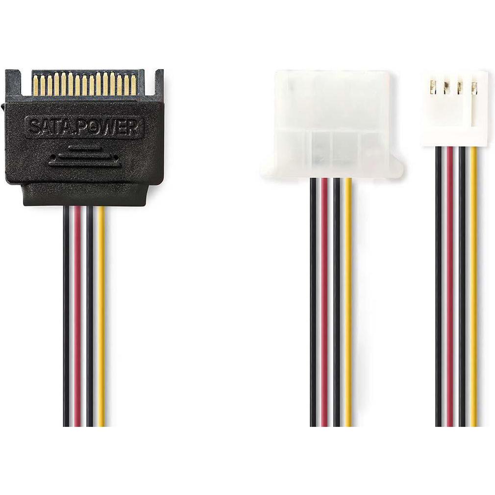 Thumbnail - Nedis Interne Stromkabel SATA 15-Pin Stecker FDD Buchse / Molex Buchse Vergoldet 0.20 m ru, Interne Kabel (PC)
