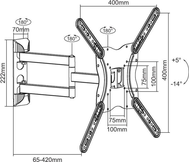 Produktbild equip Pro - Klammer für Flachbildschirm (neigbar) (Wand, 55", 30 kg)