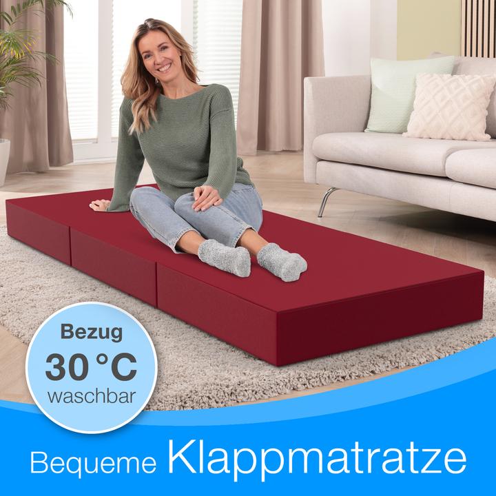 Produktbild Bestschlaf Klappmatratze, 3-teilige Faltmatratze, Reisebett, Gästematratze (Schaumstoffkern, 90 x 200 cm)