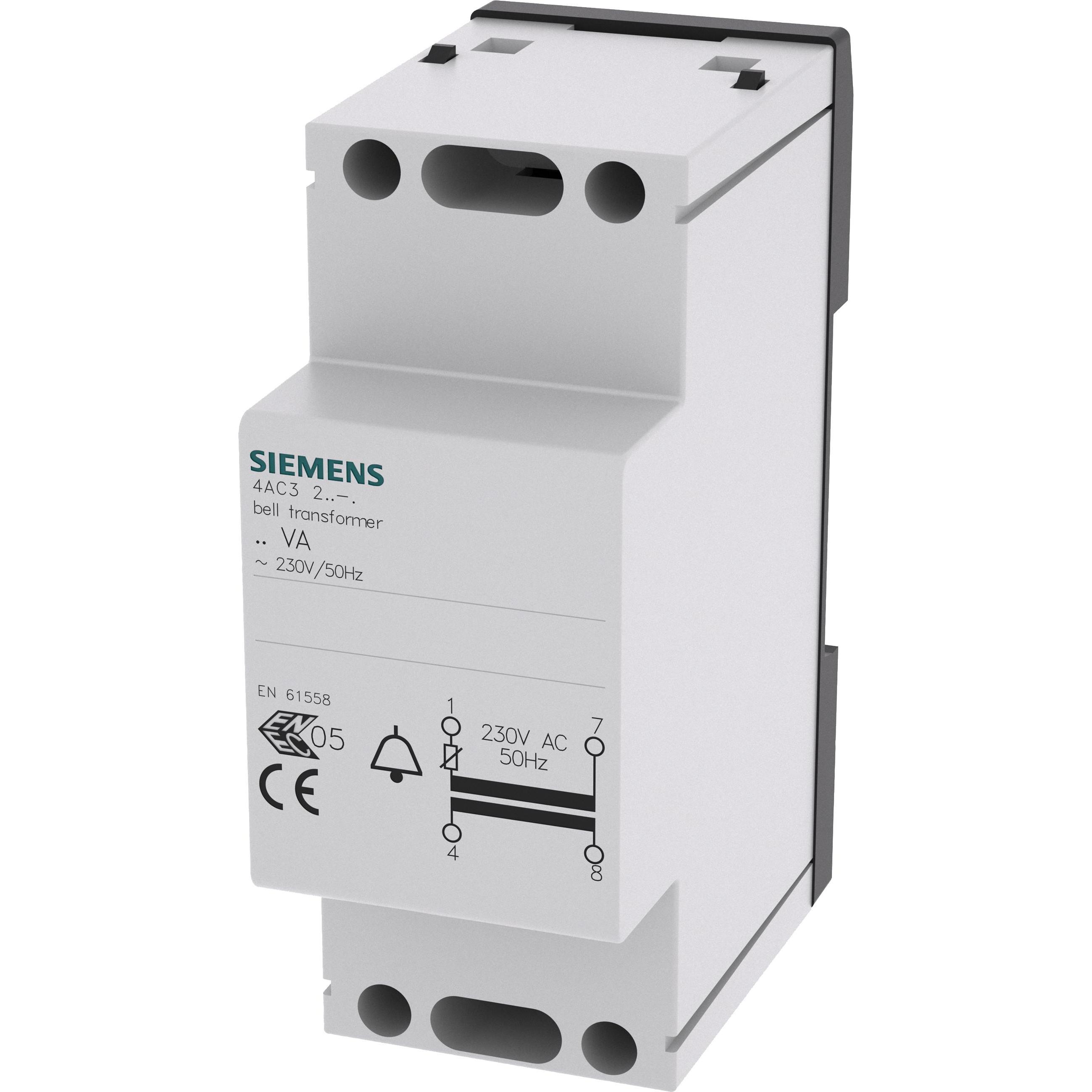 Siemens, Zubehör Gebäudesicherheit, Klingeltransformator 14VA Primär 230240V AC 50Hz Sekundär 8V 12V 24V