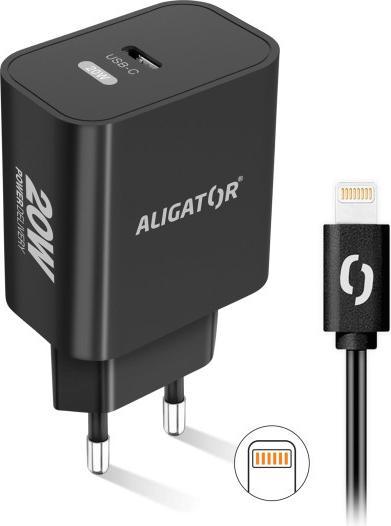 Image du produit Aligator Chytrá síťová nabíječka Power Delivery, câble USB-C pour iPhone/iPad, černá (20 W, 1 portion)