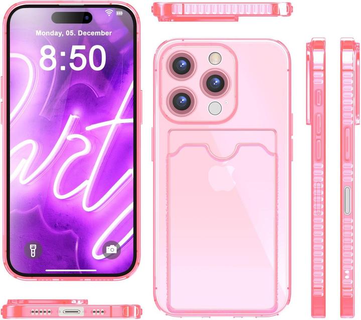 Produktbild Nalia Klar Transparente Neon Silikon Hülle Kartenhalter (Apple iPhone 16 Pro)