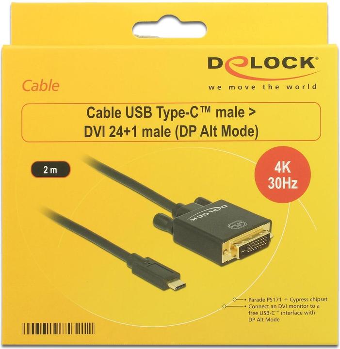 Produktbild Delock USB-Kabel Typ C -> DVI(24+1) St (2 m, DVI, USB Typ C)