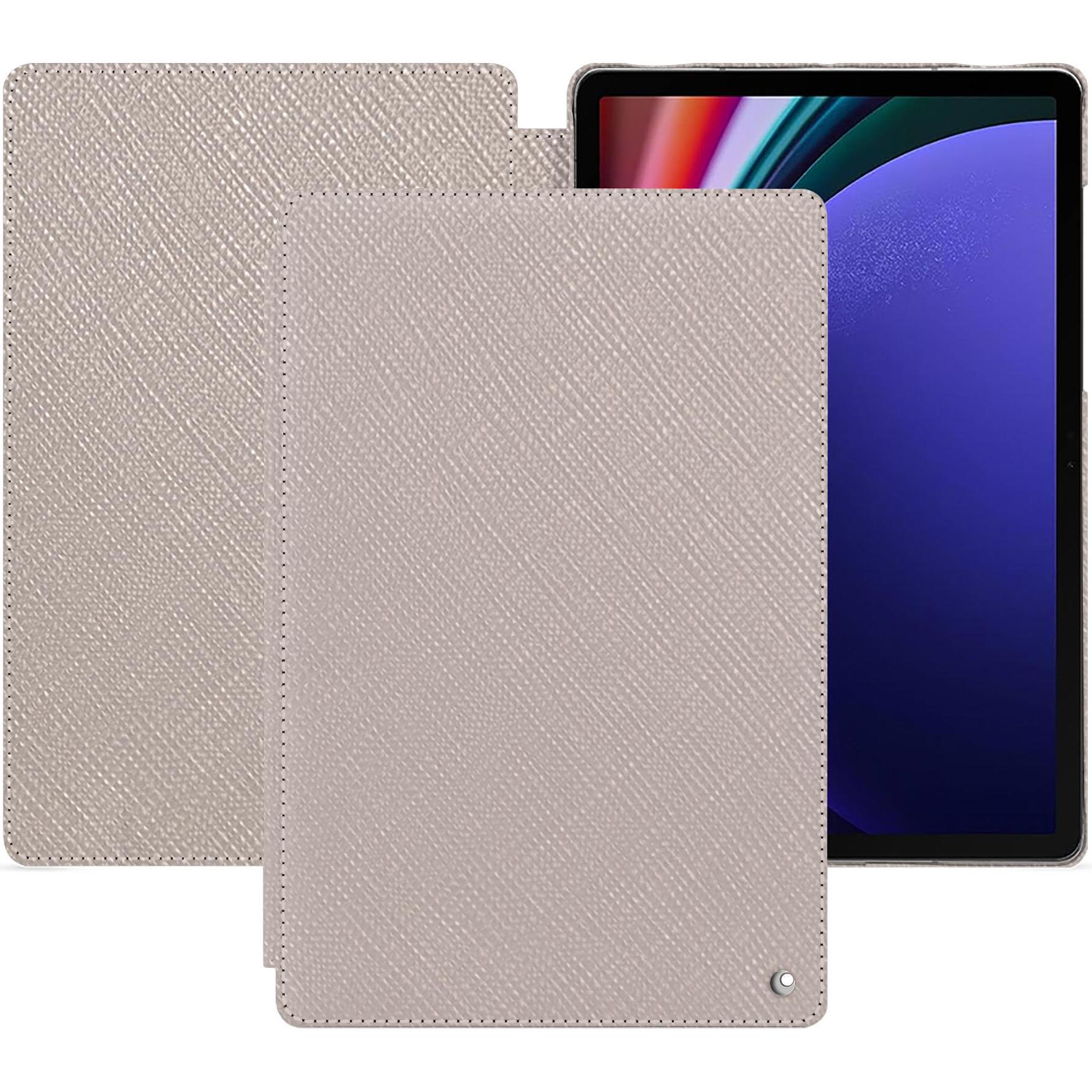 Noreve Lederschutzhülle horizontal (Galaxy Tab S9+), Tablet Hülle, Beige