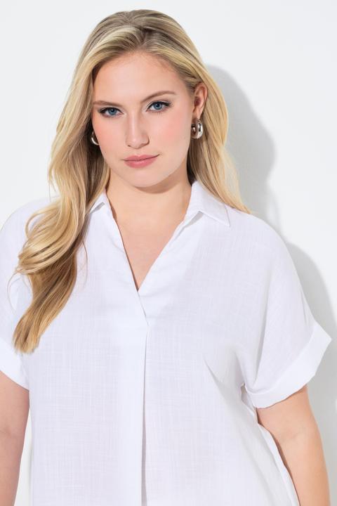 Actual product image Ulla Popken Button Accent Back Short Sleeve Blouse (44)