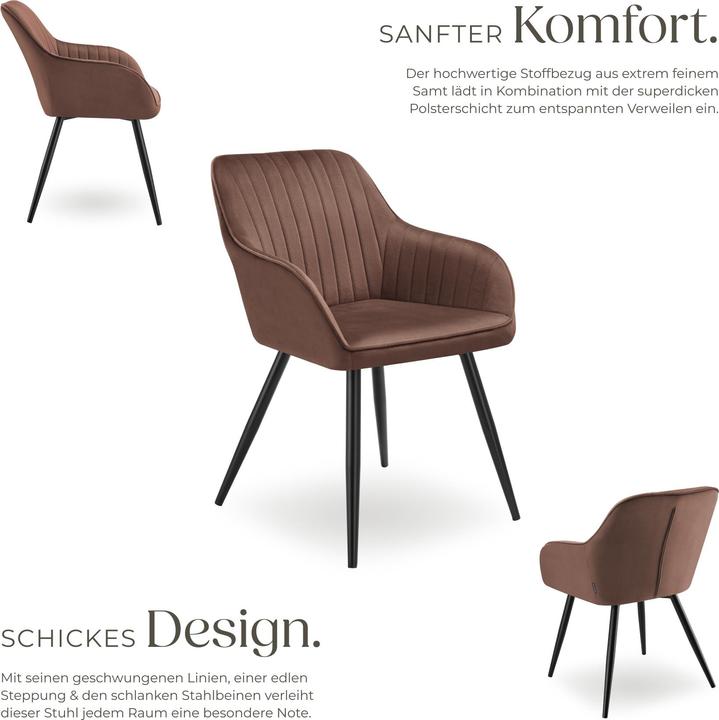 Actual product image tectake Chair Marilyn, Velvet look, quilted