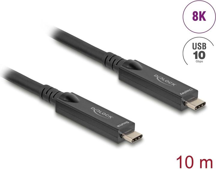 Actual product image Delock Active optical USB-C 8K video + data + PD cable 10 m (10 m, USB 3.2 Gen 2, 60 W)